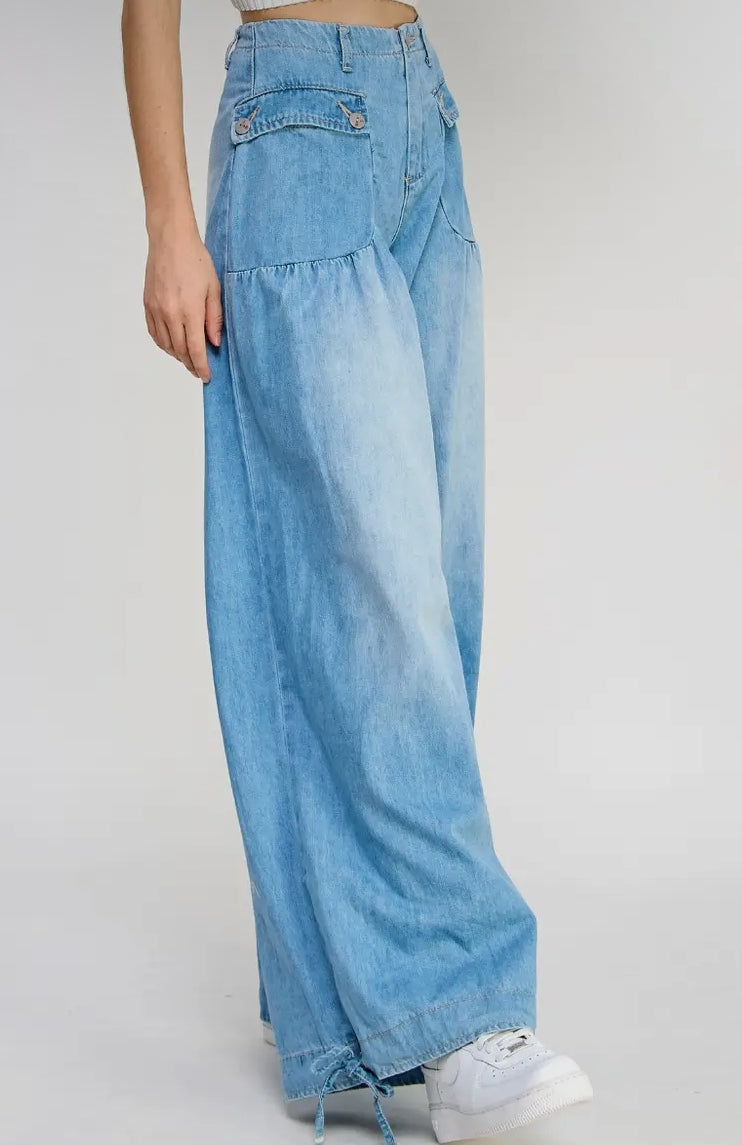 Harlow Drawstring Wide Leg Jeans