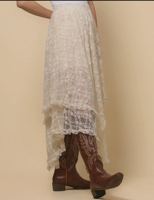 Do a Spin Lace Midi Skirt