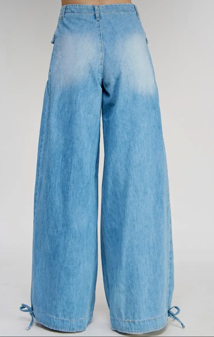 Harlow Drawstring Wide Leg Jeans