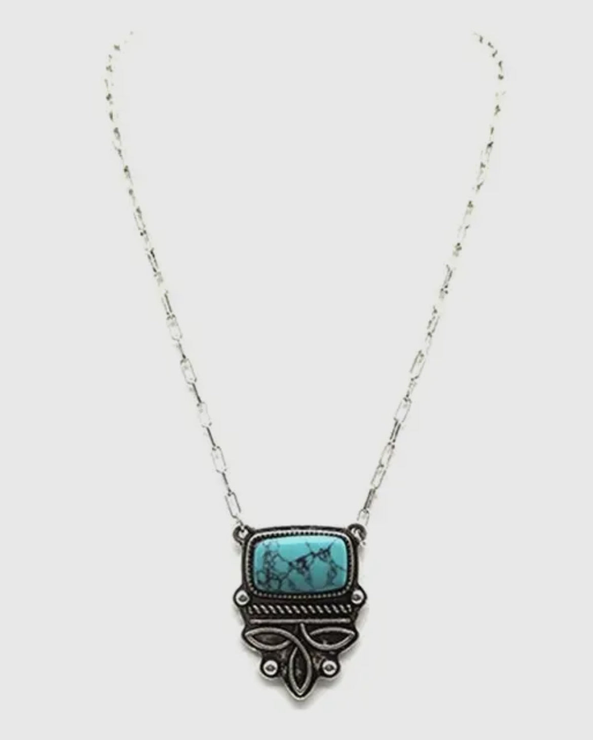 Boot Stitch Turquoise Necklace