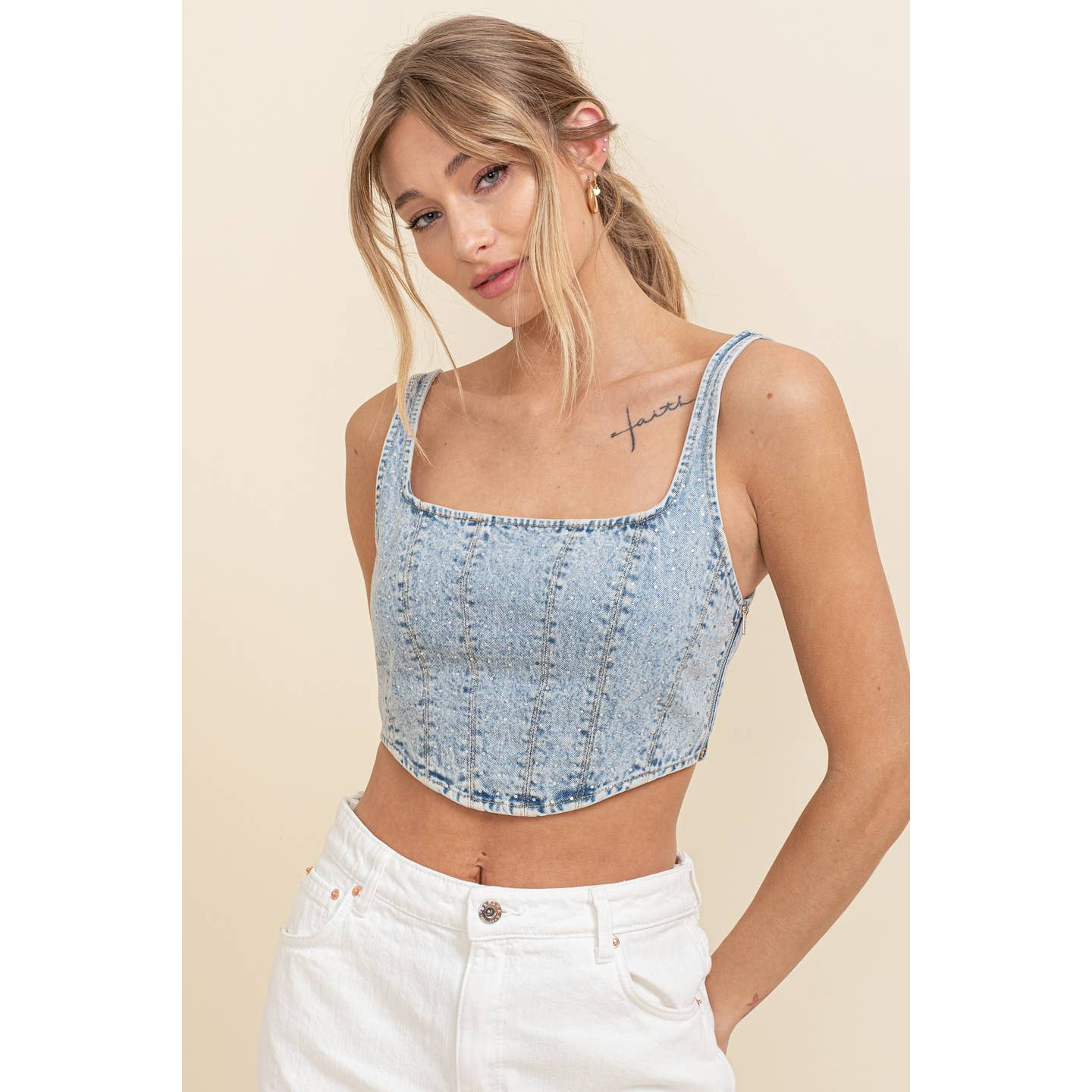 She Pretty Denim Top