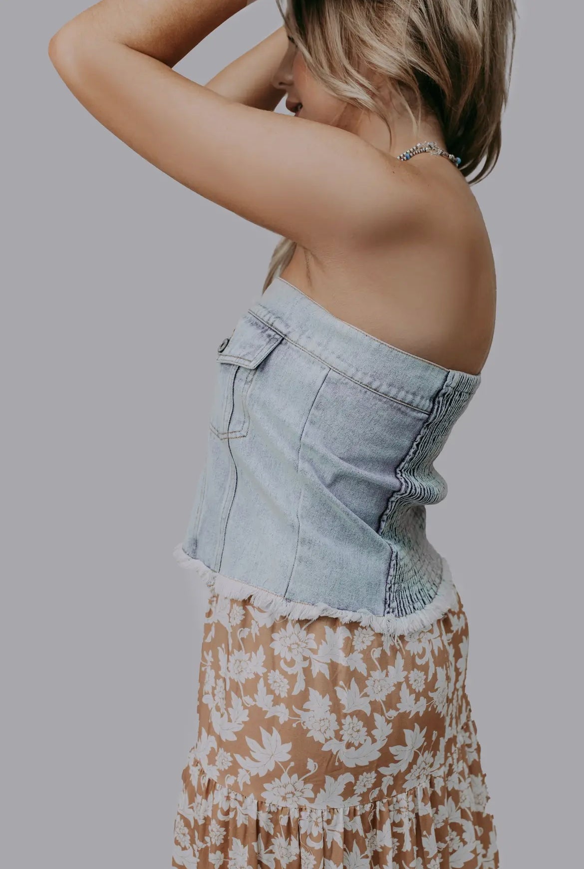 Denim Darlin Strapless Top
