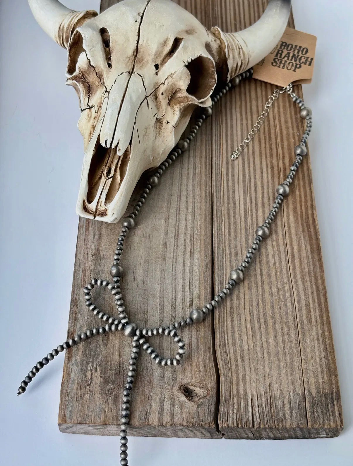 Navajo Pearl Croquette Bow Necklace