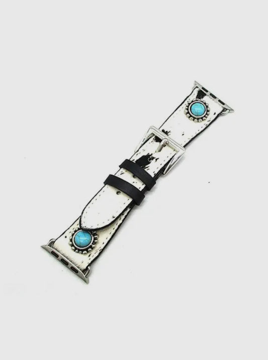 Cowhide & Turquoise Apple Watch Band