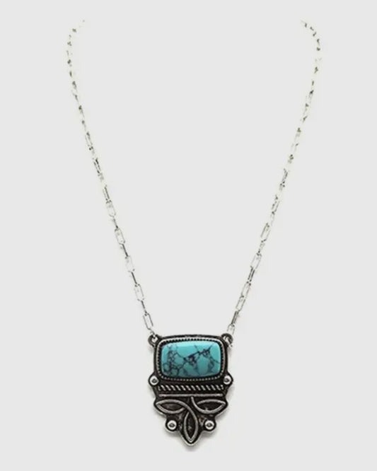 Boot Stitch Turquoise Necklace