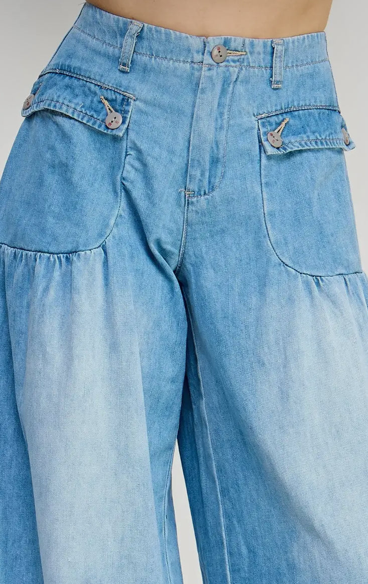 Harlow Drawstring Wide Leg Jeans