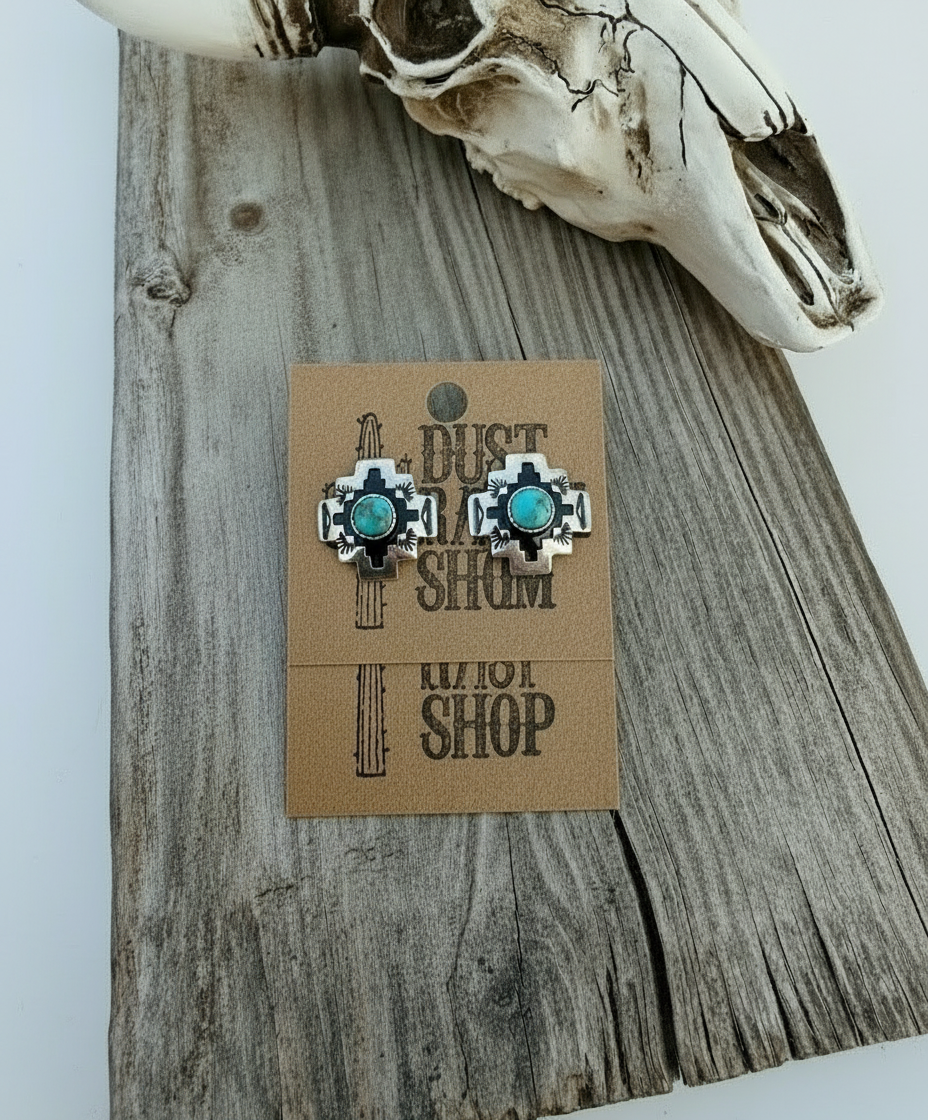 Cross Turquoise Earrings