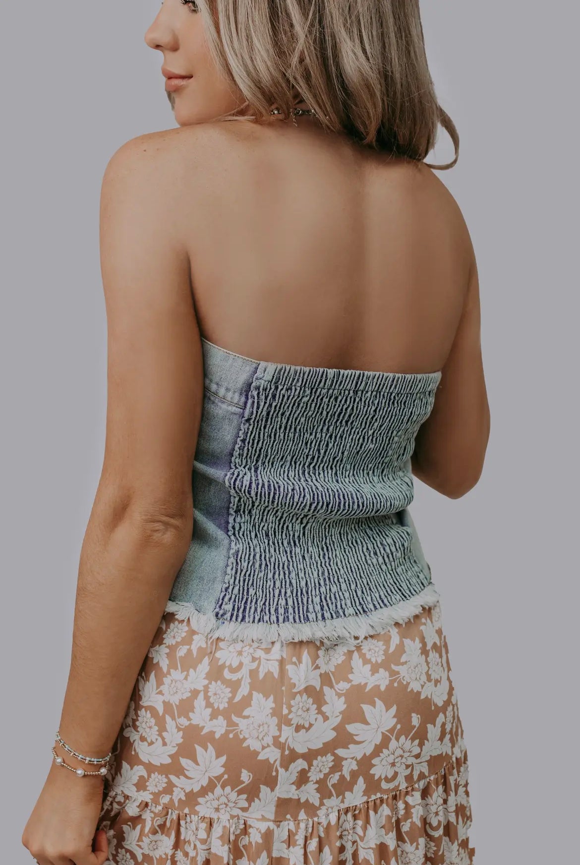 Denim Darlin Strapless Top